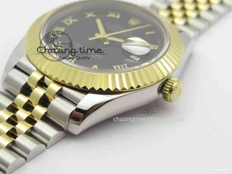 Roman YG Maker Black On Bracelet Edition A2813 BP Best 41mm DateJust SS Jubilee Dial II 0521